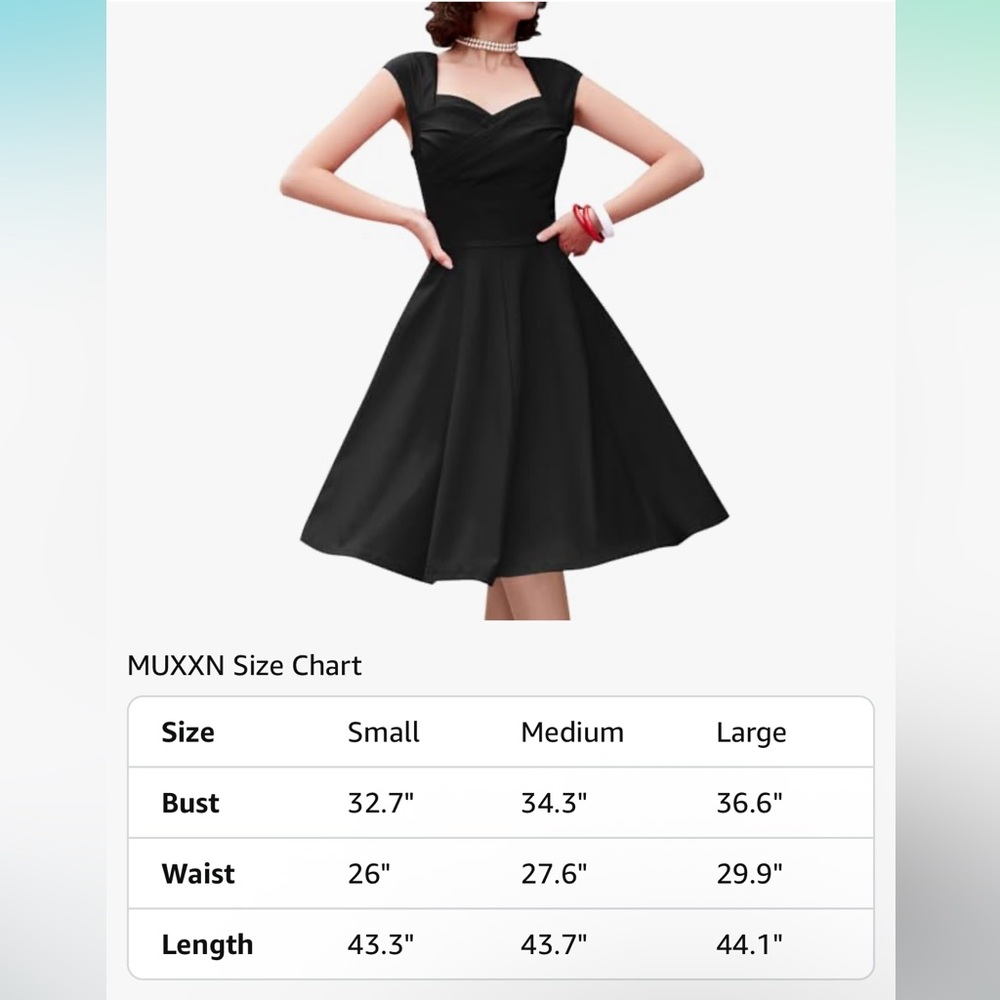 MUXXN Women's 1950s Capshoulder Vintage Wedding Retro Swing Dress NWT Size Large - Picture 9 of 16